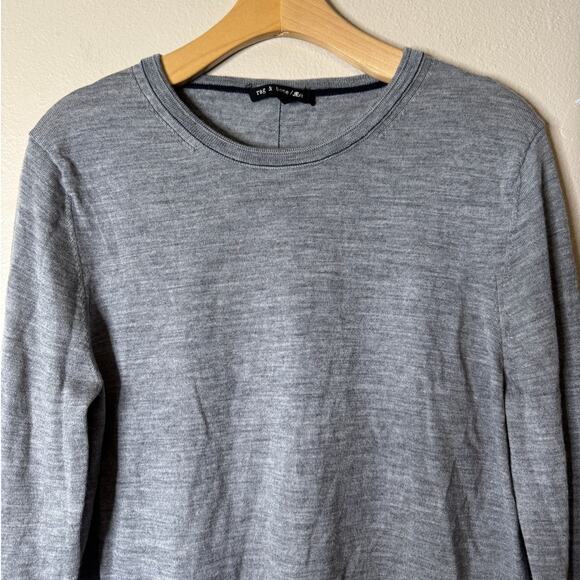 Rag & Bone Small Gray Marl Merino Wool Crew Neck Lightweight Tunic Sweater - Picture 3 of 9